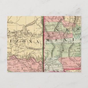 Arizona, New Mexico Map van Mitchell Briefkaart