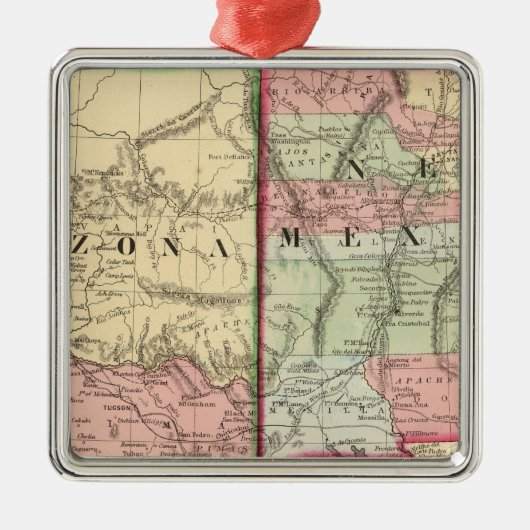 Arizona, New Mexico Map van Mitchell Metalen Ornament (Voorkant)