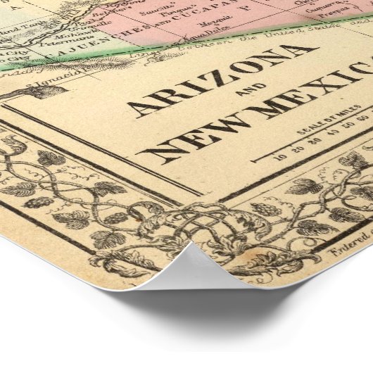 Arizona, New Mexico Map van Mitchell Poster (Hoek)