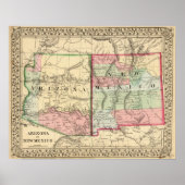 Arizona, New Mexico Map van Mitchell Poster (Voorkant)