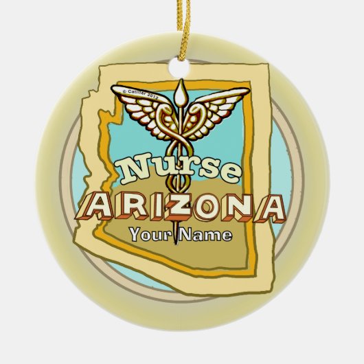 Arizona Nurse Caduceus Keramisch Ornament (Voorkant)
