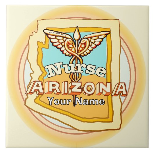 Arizona Nurse Caduceus Tile Tegeltje (Voorkant)
