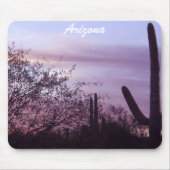 Arizona Paarse Sunset & Saguaros Mousepad Muismat (Voorkant)