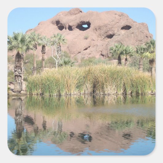 Arizona Phoenix Landmark Southwest Water Red Hill Vierkante Sticker (Voorkant)
