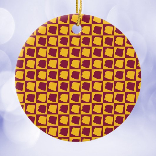 Arizona Pop Art Checkerboard Maroon Gold Keramisch Ornament