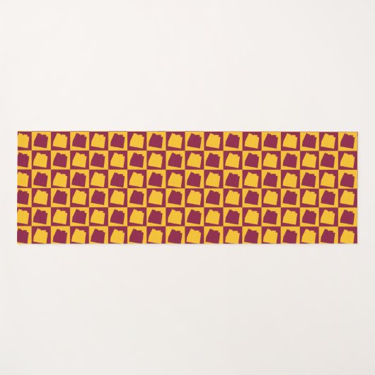Arizona Pop Art Checkerboard Pattern Maroon Gold Yogamat (Voorkant (horizontaal))