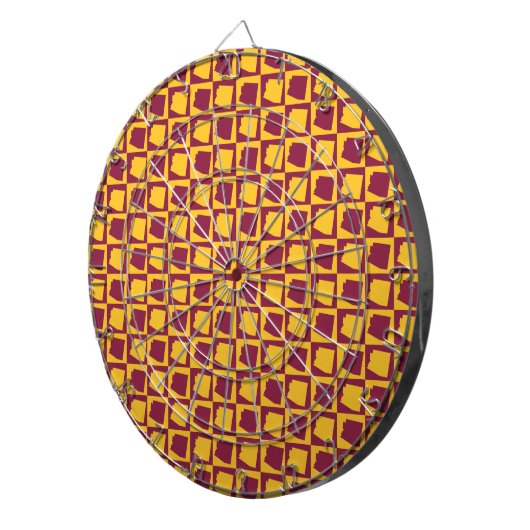 Arizona Pop Art Geometric Maroon Gold Pattern  Dartbord (Voorkant Rechts)