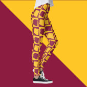 Arizona Pop Art Geometric Maroon Gold Pattern Leggings