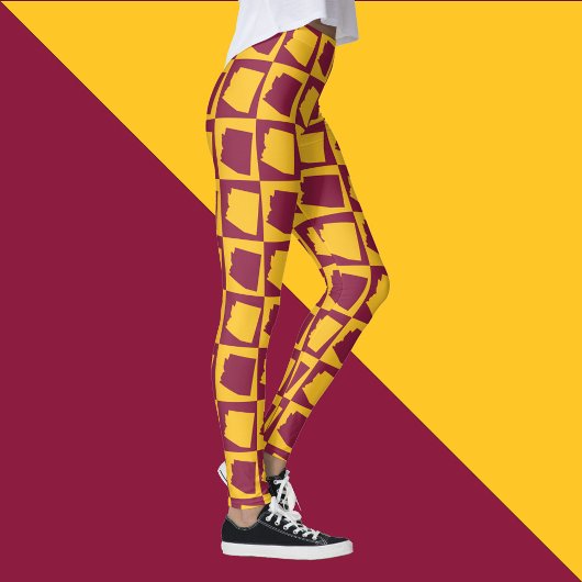 Arizona Pop Art Geometrisch Maroon Goud Patroon Leggings