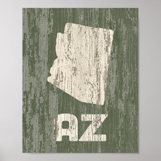 Arizona Poster Rustic Wood State Art Print (Voorkant)