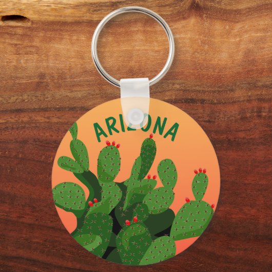 Arizona Prickly Pare Desert Sunset Sleutelhanger (Voorkant)