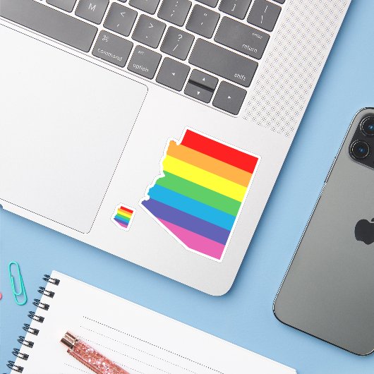arizona pride striped regenboogvlag sticker (Laptop met iPhone)