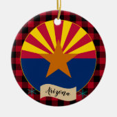 Arizona, Red buffalo plaid & Arizona Flag, Verenig Keramisch Ornament (Voorkant)
