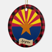 Arizona, Red buffalo plaid & Arizona Flag, Verenig Keramisch Ornament (Links)
