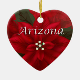 Arizona Red Poinsettia Heart Keepomwille Ornament