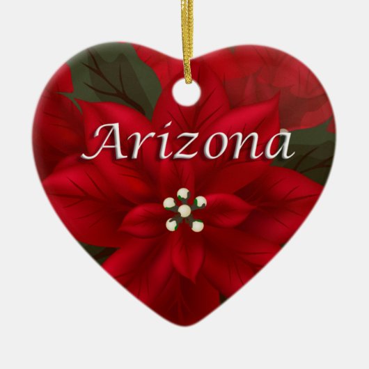 Arizona Red Poinsettia Heart Keepomwille Ornament (Voorkant)