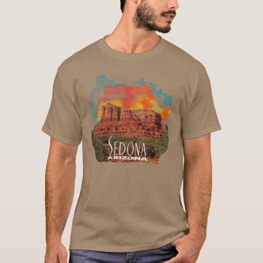 Arizona Red Rocks met Waterverf Sunset T-shirt (Voorkant)