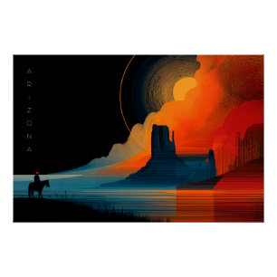Arizona Red Rocks, Paardrijder, Minimalistisch Perfect Poster
