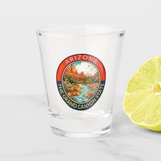 Arizona Reis Kunst Badge Shot Glas (Voorkant)