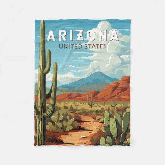 Arizona Reis Kunst Vintage Fleece Deken (Voorkant)