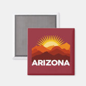 Arizona  Retro Sunset Mountain Red Magneet (Voorkant / Achterkant)