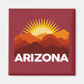 Arizona Retro Sunset Mountain Red Magneet (Voorkant)