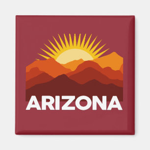 Arizona  Retro Sunset Mountain Red Magneet