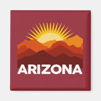 Arizona Retro Sunset Mountain Red Magneet