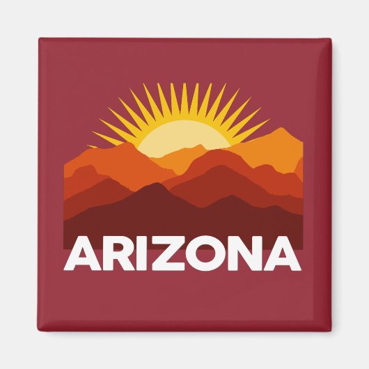 Arizona  Retro Sunset Mountain Red Magneet (Voorkant)