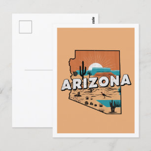 Arizona Retro Travel Design Iconische Verenigde St Briefkaart