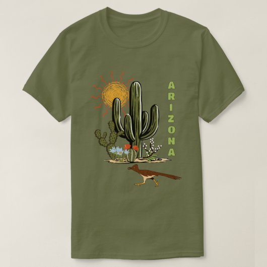 Arizona Roadrunner Desert Cactus T-shirt (Design voorkant)