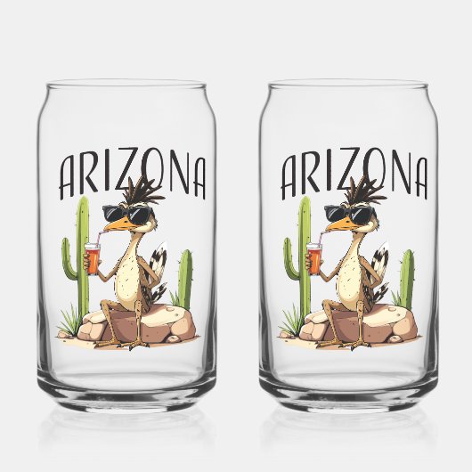 Arizona Roadrunner having a beverage Blikvorm Glas (Voorkant)