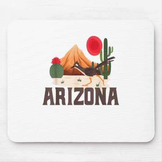 Arizona Roadrunner Retro Boho Desert Cactus Muismat (Voorkant)