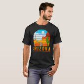 Arizona Roadrunner Retro Desert Cactus T-shirt (Voorkant volledig)