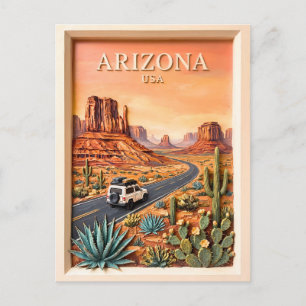 Arizona Roadtrip Vintage Monument Valley Woestijn Briefkaart