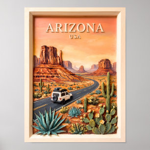 Arizona Roadtrip Vintage Monument Valley Woestijn Poster