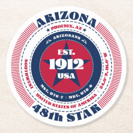 Arizona rood wit blauw typografie ronde kartonnen onderzetter