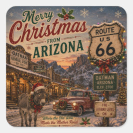 Arizona Route 66 Kerststicker Vierkante Sticker