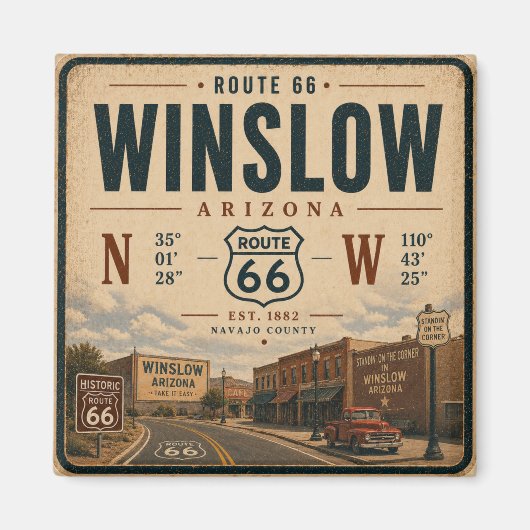 Arizona Route 66 Weg Tribuut Magneet (Voorkant)