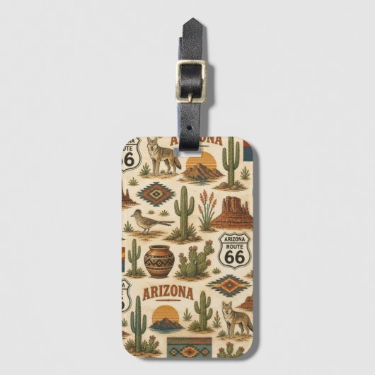 Arizona Route 66 Woestijn Amerikaans Bagage Label (Voorkant (verticaal))