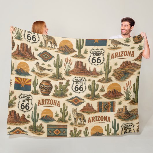 Arizona Route 66 Woestijn Dromen Fleece Deken (In situ)