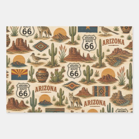 Arizona Route 66 Woestijn Geschenk Inpakpapier Vel (Voorkant)