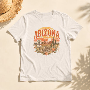 Arizona Route 66 Woestijn Zonsondergang Vintage Tri-Blend Shirt