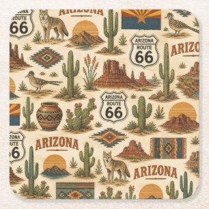 Arizona Route 66 Woestijnsips Kartonnen Onderzetters