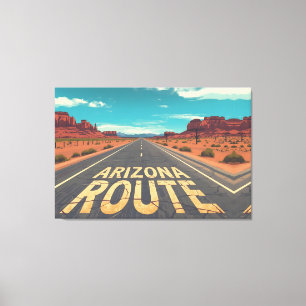 Arizona Route Woestijnweg Grafische Kunst Canvas Afdruk