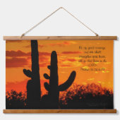 Arizona Saguaro Cacti met heldere Oranje zonsonder Hangend Wandkleed (Voorkant)