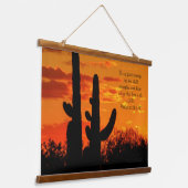 Arizona Saguaro Cacti met heldere Oranje zonsonder Hangend Wandkleed (Gebogen)