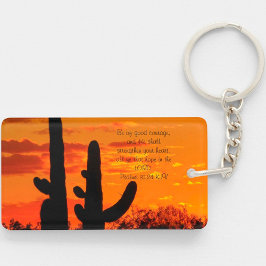 Arizona Saguaro Cacti met heldere Oranje zonsonder Sleutelhanger