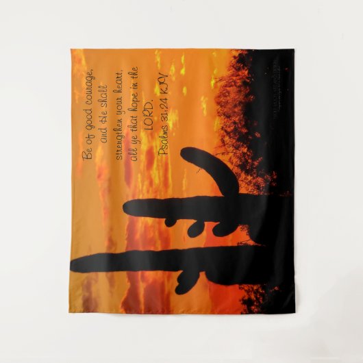 Arizona Saguaro Cacti met heldere Oranje zonsonder Wandkleed (Voorkant)