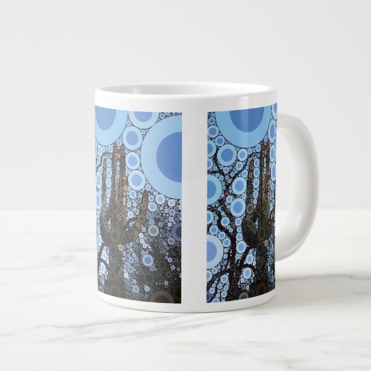 Arizona Saguaro Cactus Concentric Circle Mosaic Grote Koffiekop (Voorkant rechts)